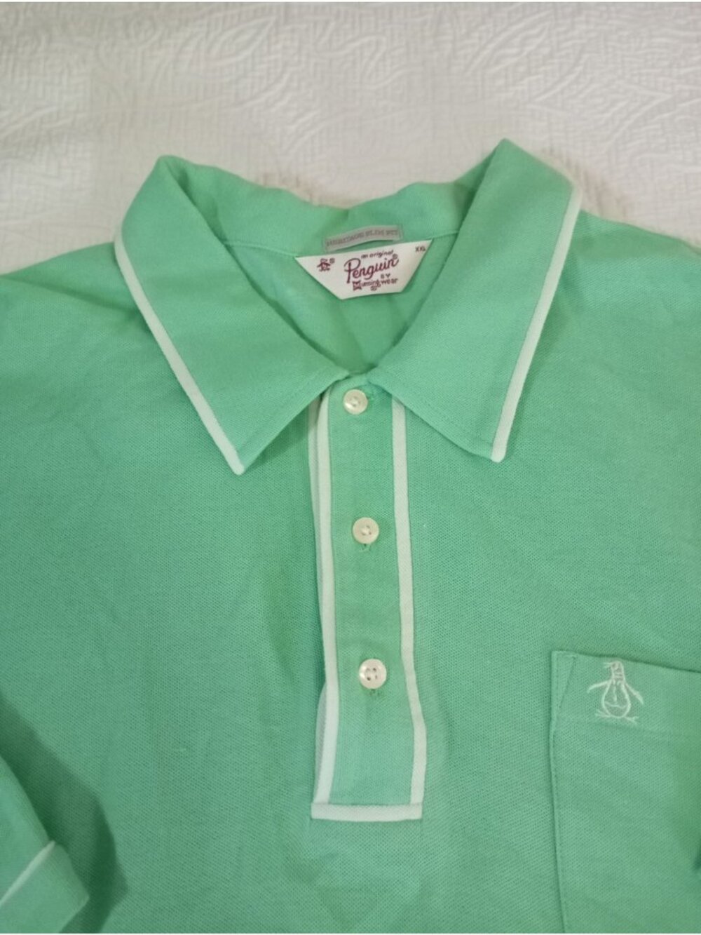 Original Penguin Green Polo Shirt XXL Heritage Slim Fit Logo Embroidery Mens